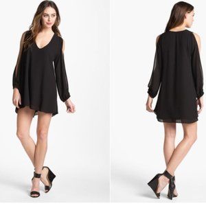 Lovers + Friends black cold-shoulder gracie dress